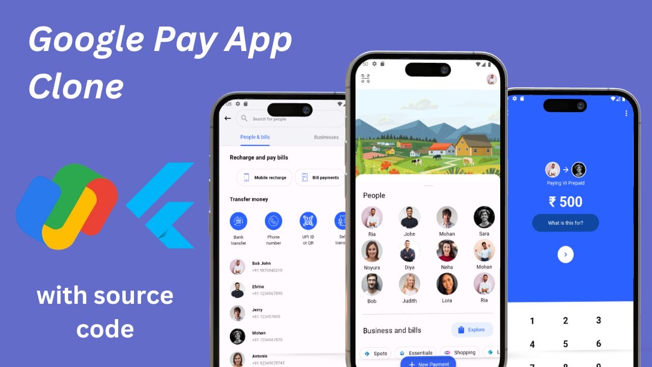 Flutter Google Pay Clone UI Design using Flutter with source code