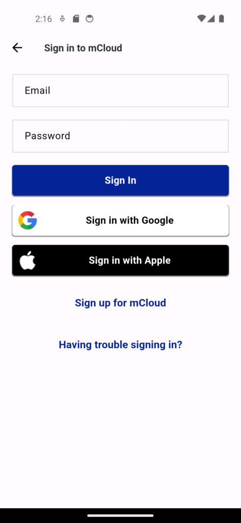 Flutter mCloud App built using Flutter
