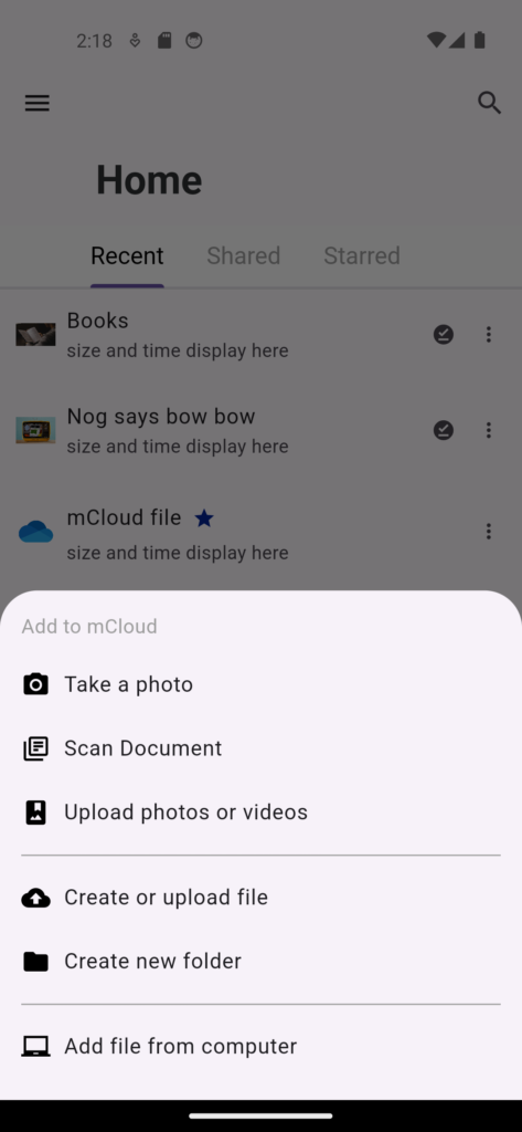Flutter mCloud App built using Flutter