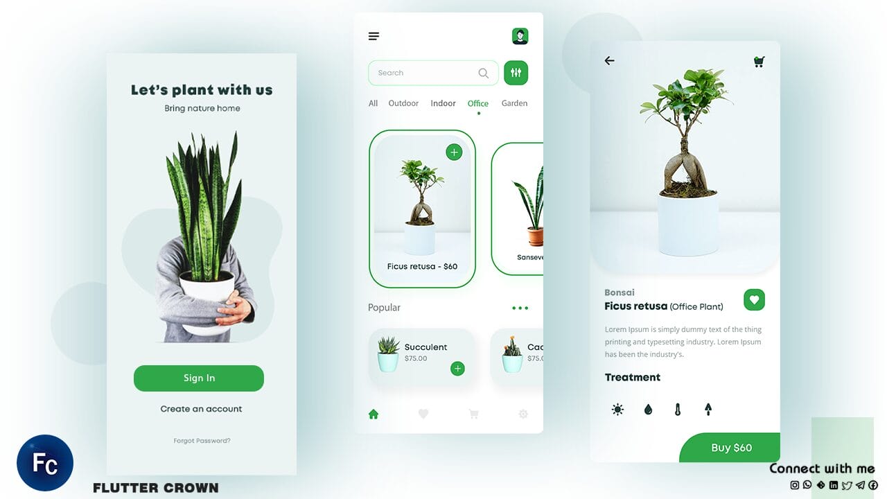 Flutter Plant App 🌿📱 UI Design with Source Code in 2024 || Flutter Stuff