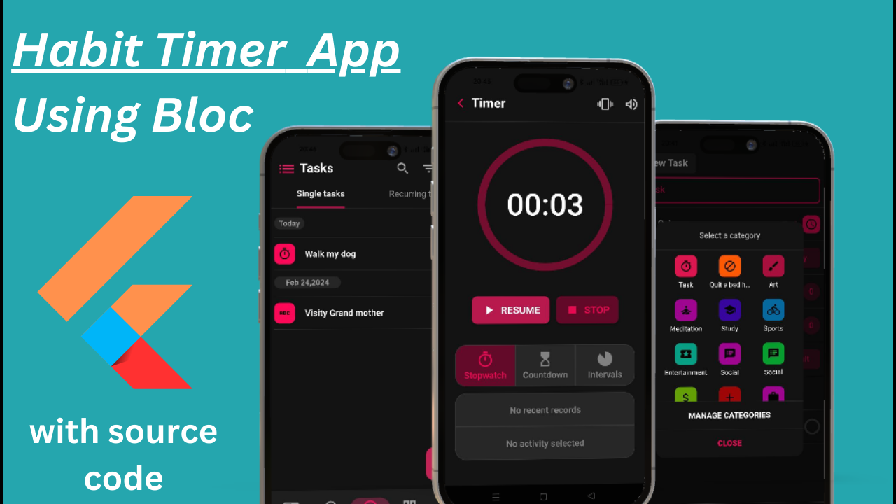 Flutter Habit Timer App using Bloc State Management with source code in 2024