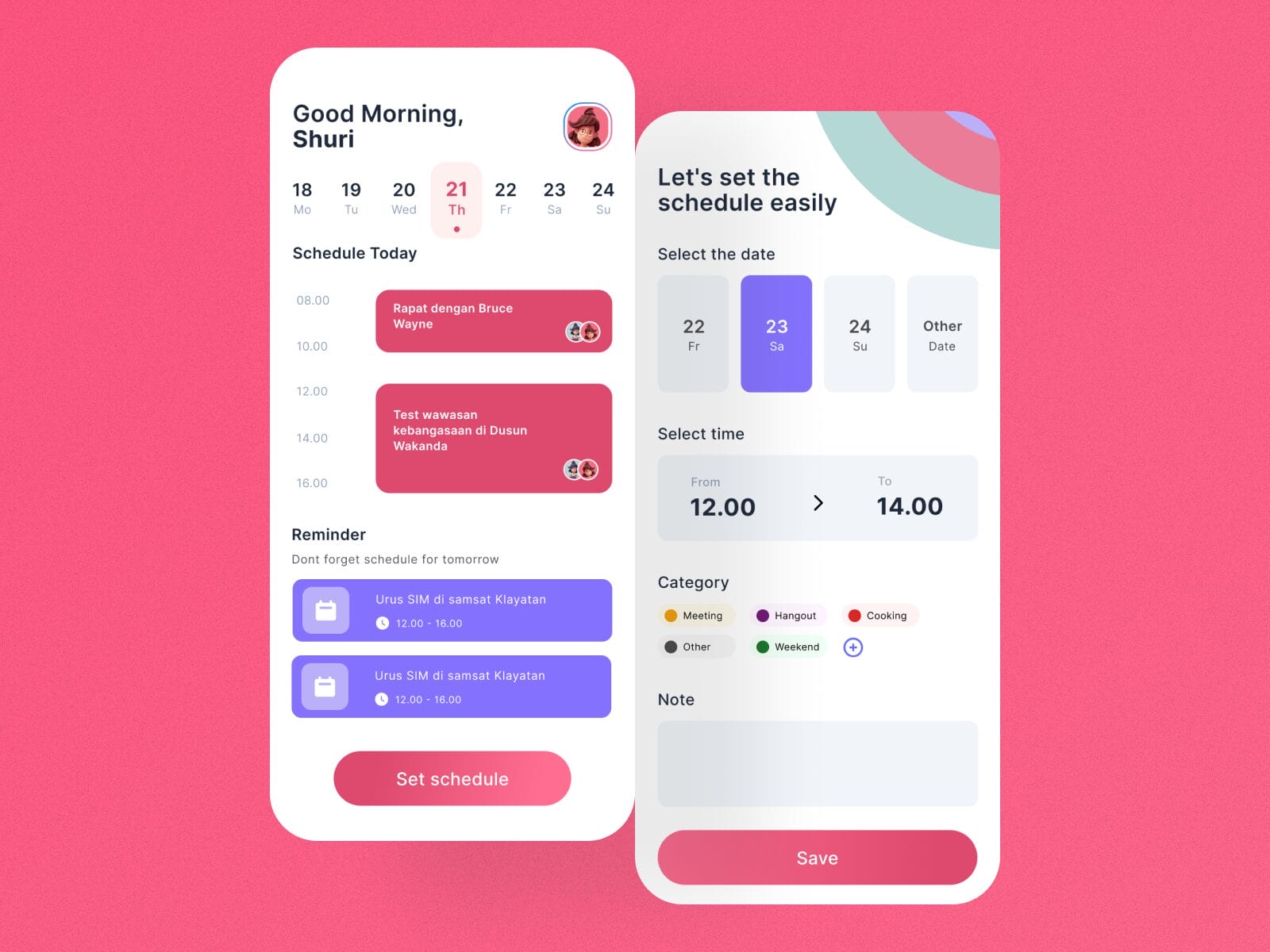 Free Calendar Schedule Mobile App UI Design in 2025