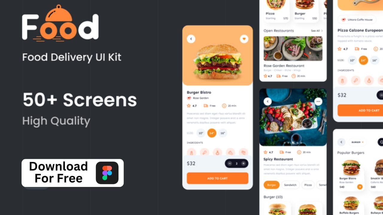 Free Food Deivery App Figma UI Design in 2024