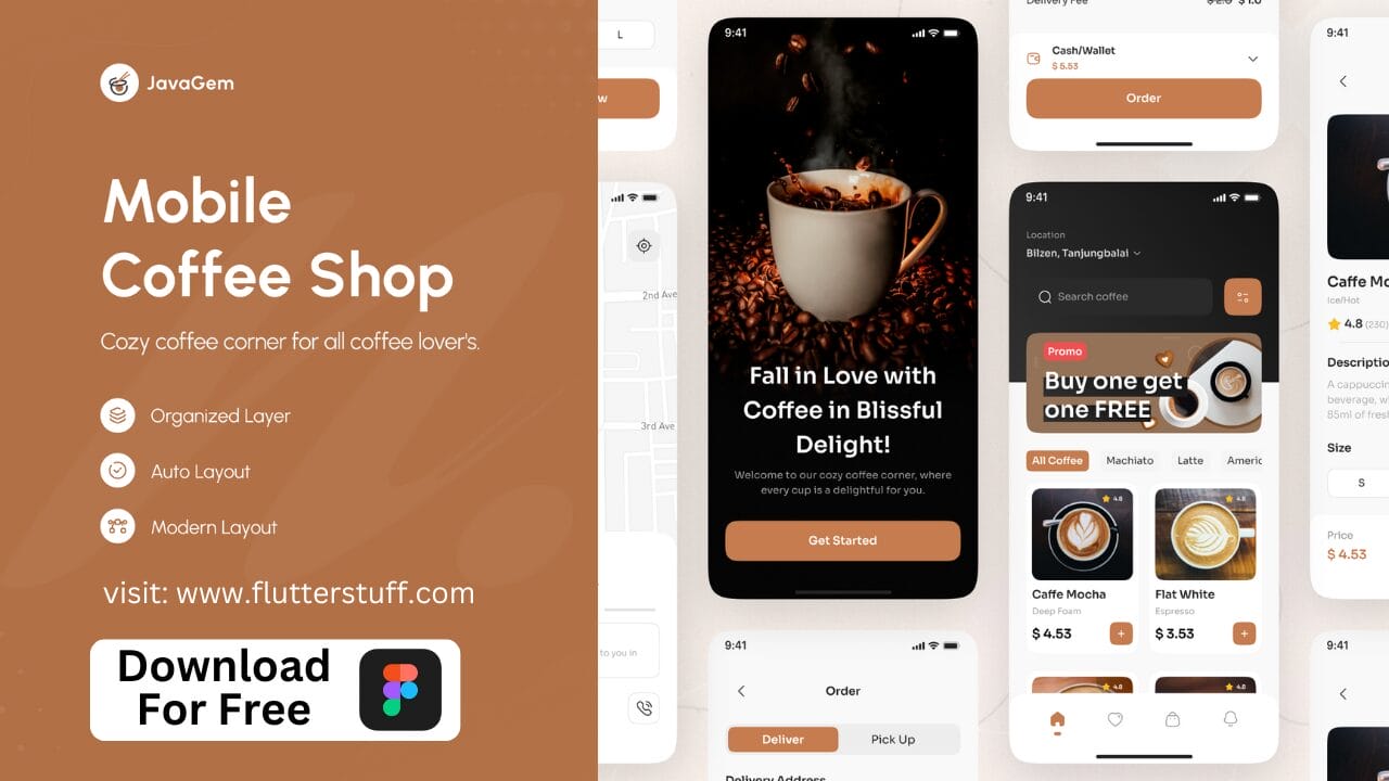 Free Coffee shop app uI design in 2025