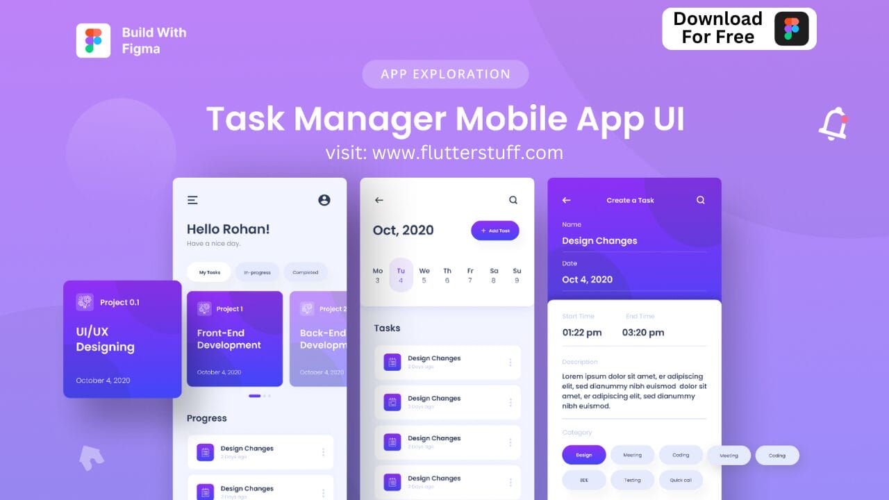 Free Task Manager Mobile App UI Design in 2025
