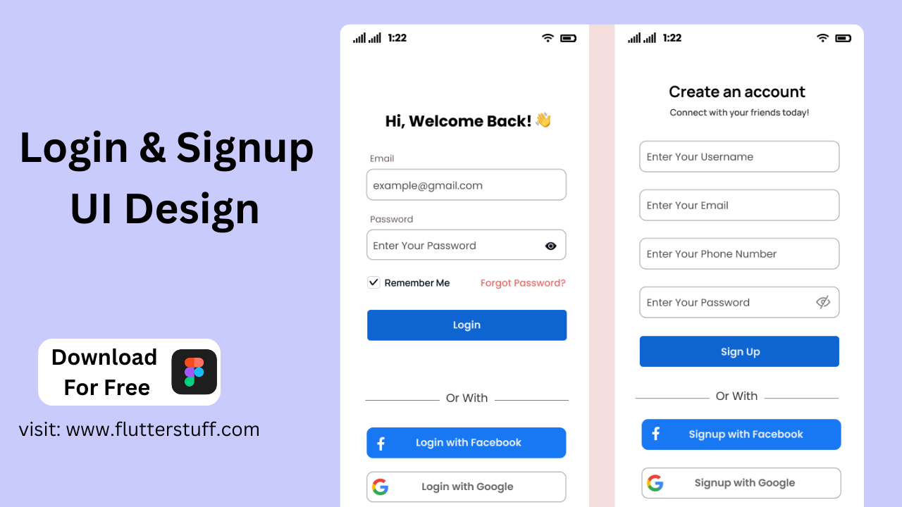Free Login and Signup App uI design in 2025